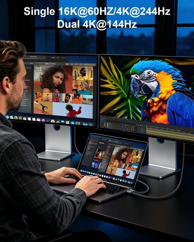 Alt view image 2 of 5 - Yumseir USB 4 for Thunderbolt 5 Cable 6.6FT, 80Gbps Bandwidth USB C Cable, 240W Charging, 16K/Dual 8K, Compatible with Thunderbolt 4/3, USB C Monitors, Hubs, Docks, MacBook, iPhone 17/16
