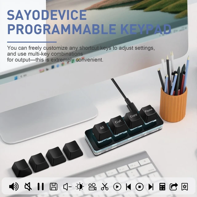 Alt view image 4 of 5 - Mini 4-Key Copy Paste Programmable Keyboard Hotswappable Mechanical Switch