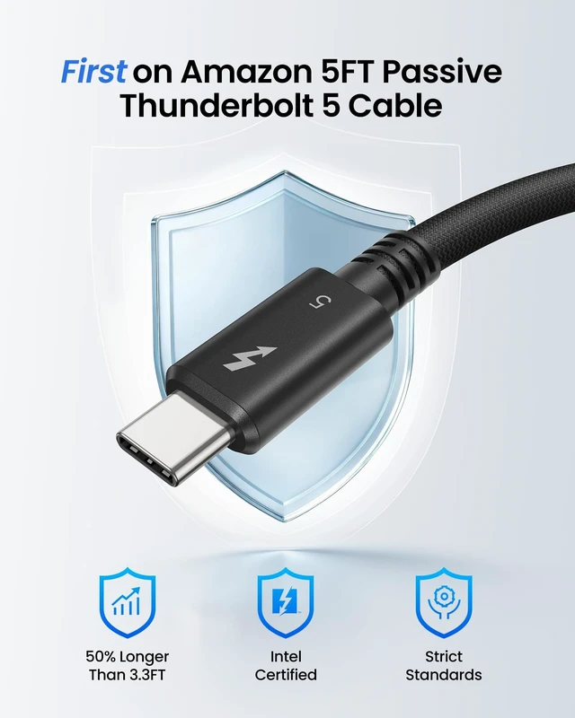 Alt view image 4 of 5 - Silkland 80Gbps Intel-Certified Thunderbolt 5 Cable Passive, 5FT