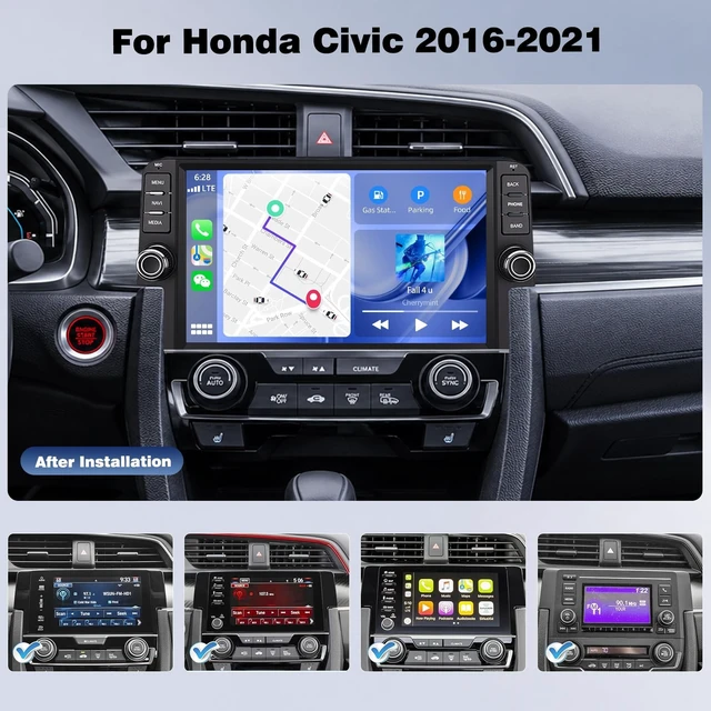 Alt view image 2 of 5 - 4+64G Car Radio for Honda Civic 2016 2017 2018 2019 2020 2021