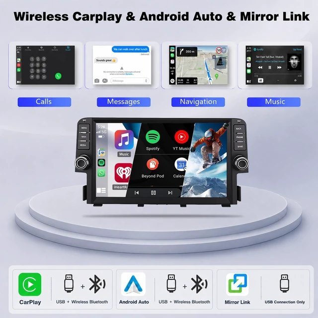 Alt view image 4 of 5 - 4+64G Car Radio for Honda Civic 2016 2017 2018 2019 2020 2021