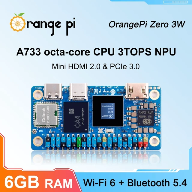 Alt view image 2 of 5 - OrangePi Zero3W 6GB LPDDR5 AllWinner A733 Octa-core Single Board Computer with 3 Tops NPU, WiFi 6.0/Bluetooth 5.4, Development Board Run Linux/Debian/Ubuntu/Android(6GB)