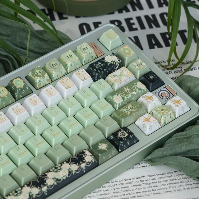 Alt view image 2 of 5 - 152 Keys Metallic Paint Keycaps PBT Dye Sub Cherry Profile Keycaps Set