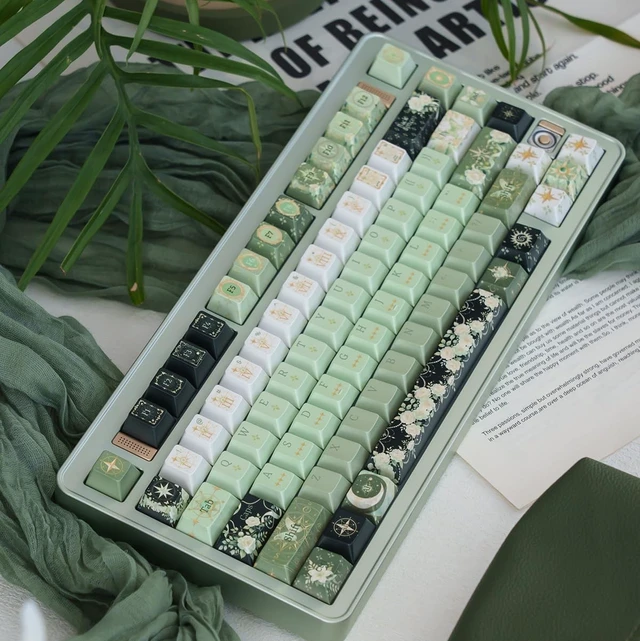 Alt view image 4 of 5 - 152 Keys Metallic Paint Keycaps PBT Dye Sub Cherry Profile Keycaps Set