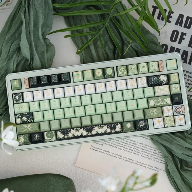 Alt view image 3 of 5 - 152 Keys Metallic Paint Keycaps PBT Dye Sub Cherry Profile Keycaps Set