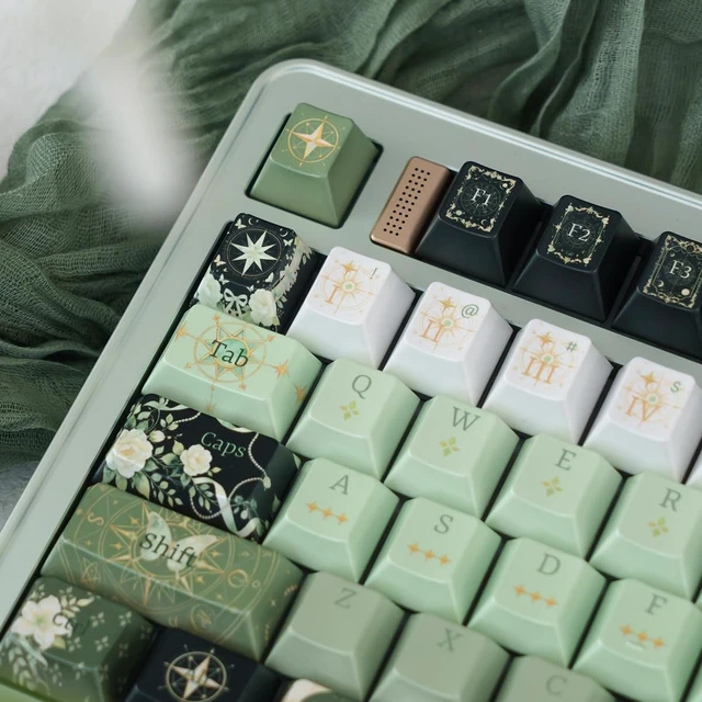Alt view image 5 of 5 - 152 Keys Metallic Paint Keycaps PBT Dye Sub Cherry Profile Keycaps Set