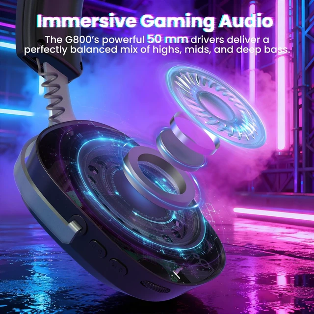 Alt view image 4 of 5 - ATTACK SHARK G800 Ultralight Wireless RGB Gaming Headset Programmable-Black
