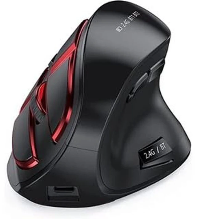Main image of JOMAA Vertical Ergonomic Wireless Mouse, 2.4G and Bluetooth 5.0/3.0 Dual Mode, Silent, 3 Adjustable DPI Levels, Rechargeable, for Laptop/PC/Mac/iPad/Android