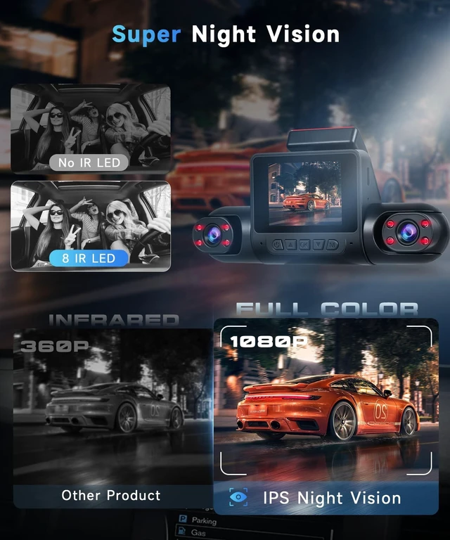 Alt view image 4 of 5 - Orderich 4 Channel 360Dash Cam Front and Rear Inside Left Right, 2 Inch Dash Camera for Cars, Built-in Night Vision, Sensitive Motion Detection 24/7 Recording Parking Mode Monitor Reversing Help
