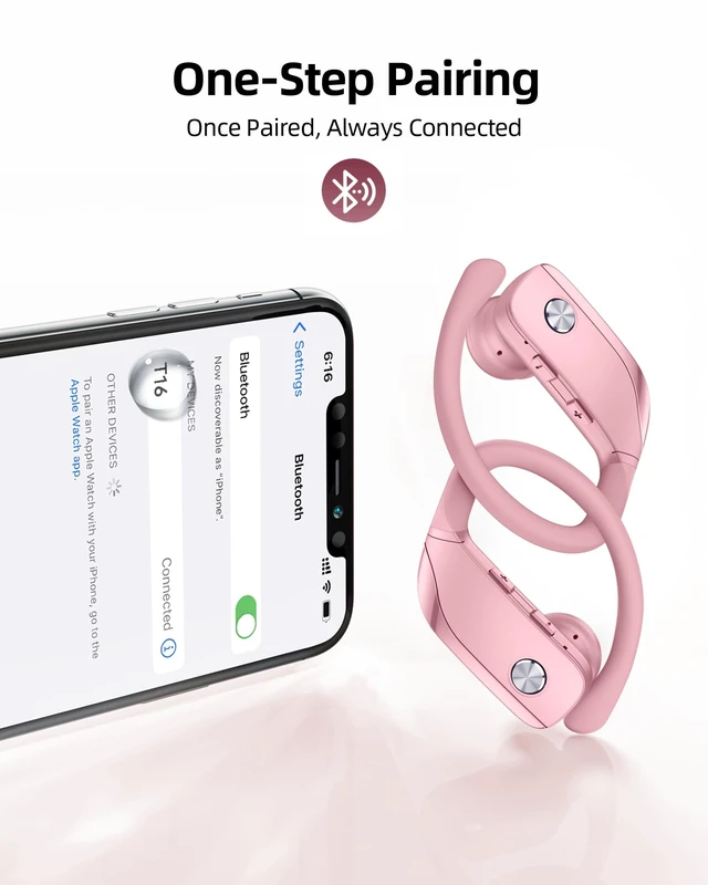 Alt view image 4 of 5 - Wireless Earbuds Bluetooth Headphones Over Ear Hooks Ear Buds with 80H Playtime, LED Power Display, Dual Mic Clear Calls, Sports Wireless Ear Buds Bluetooth Earbuds for Running Gym Worko