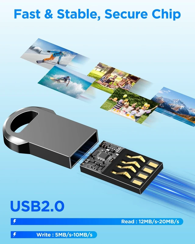 Alt view image 3 of 5 - 8GB USB 2.0 Mini Metal Flash Drive, EASTBULL 10-Pack with USB-C Adapters