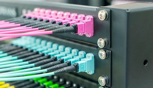 Alt view image 2 of 5 - SpeedyFiberTX 1-Pack 5 Meter Low Loss Non-Pinned MPO to 8xLC Fiber Breakout Harness Cable, OM3 Corning ClearCurve Fiber, Aqua Riser OFNR Cable Jacket ^^ MTP Compatible
