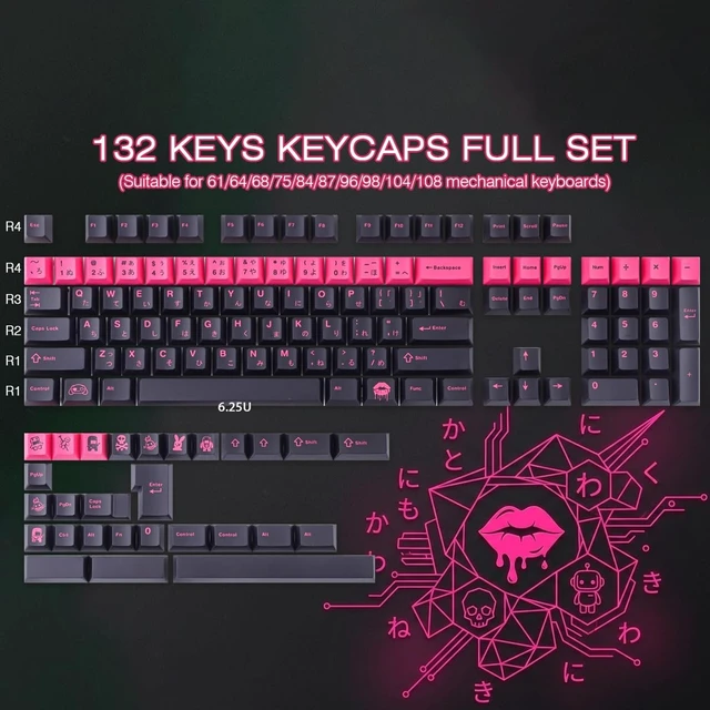 Alt view image 2 of 5 - Tsungup Japanese Keycaps - Retro Cherry Profile 132 Key caps Keyboard