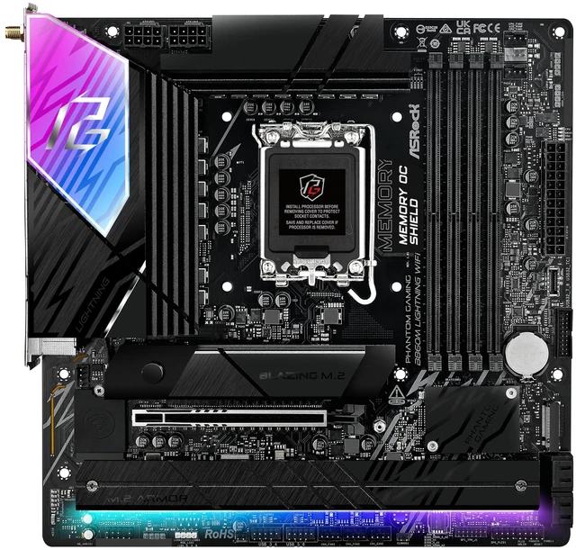 Alt view image 2 of 5 - ASRock B860M Lightning WiFi Motherboard - Intel B860, LGA1851, DDR5 8666+ (OC), PCIe 5.0, Thunderbolt 4, WiFi 6E, 12+1+1+1+1 Power Phase, 4X M.2, USB 3.2 Gen2, Killer 2.5G LAN