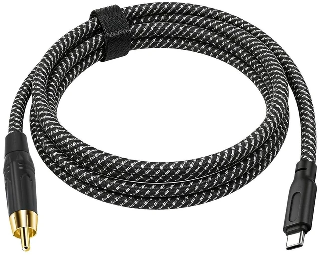 Main image of Lrbners USB-C to Single RCA Audio Cable 6.6FT Braided Coaxial Digital-to-Analog Cable, Gold-Plated RCA Connector for Subwoofers & Floor-Standing Speakers