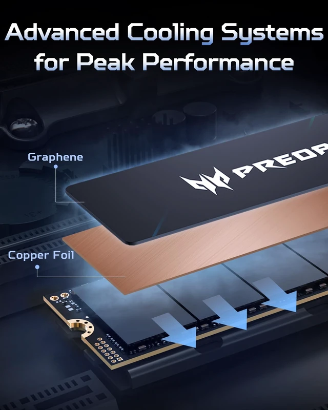 Alt view image 5 of 5 - Acer Predator GM9 M.2 Gen5 SSD 2TB, up to 14500 MB/s, NVMe 2.0 PCIe 5.0 Internal Solid State Drive for AI Workloads, Gaming & Content Creation, Compatible with DirectStorage, Laptop and Desktop PC