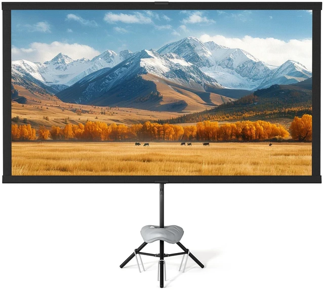 Main image of Portable Projector Screen with Tripod Stand, 100in Projection Screen Outdoor for Backyard, Camping, Washable Cloth Projector Screen with Water Weight Bag, Indoor Movie Screen, 16:9