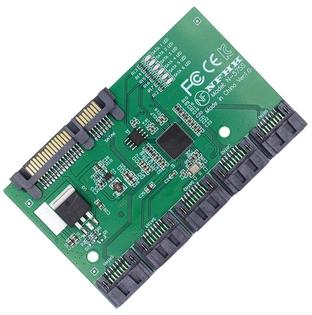 Main image of xiwai SATA HUB Ports 3.0 6Gbps 1 to 5 Splitter Adapter Converter PM Multiplier Port Selector JMB575
