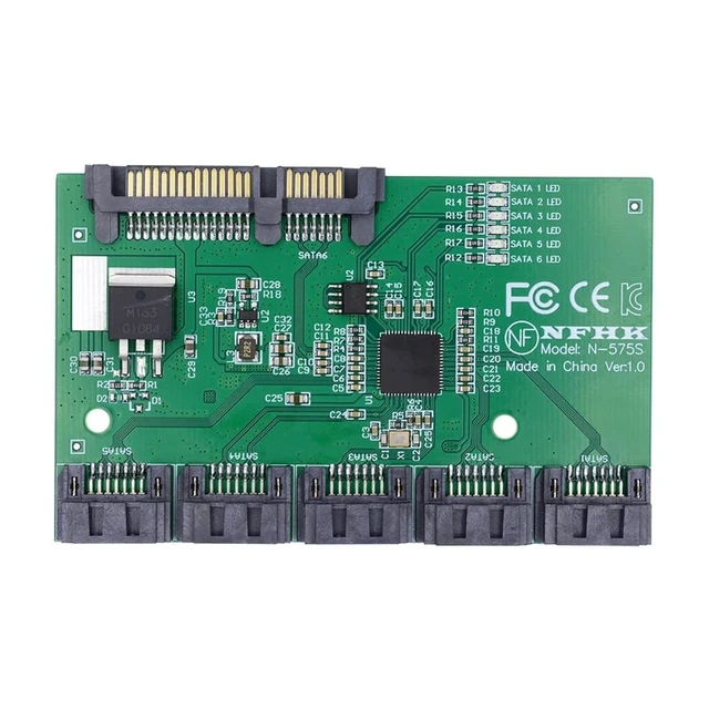Alt view image 2 of 5 - xiwai SATA HUB Ports 3.0 6Gbps 1 to 5 Splitter Adapter Converter PM Multiplier Port Selector JMB575