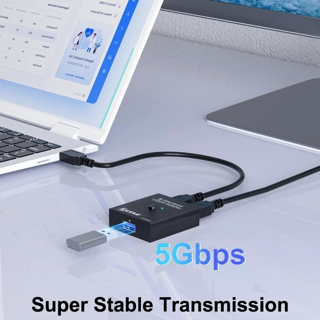 Alt view image 3 of 5 - USB 3.0 Switch Selector, Reyoten Bi-Directional USB Switch 2 in 1 Out / 1 in 2 Out, USB3.0 KVM Switcher for 2 Computers Share Keyboard Mouse Scanner Printer