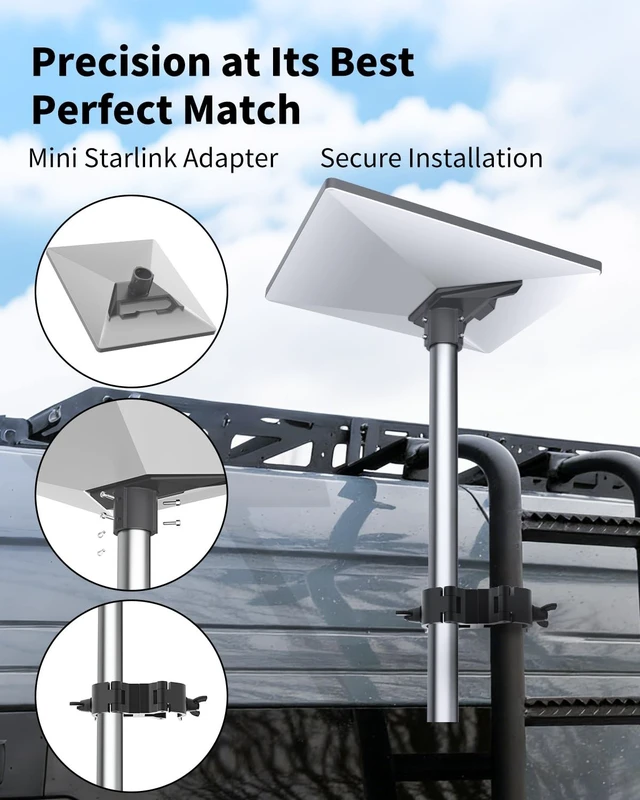 Alt view image 2 of 5 - Starlink Mini Mount, Aluminum Pole Mount for Starlink Mini Standard Dish