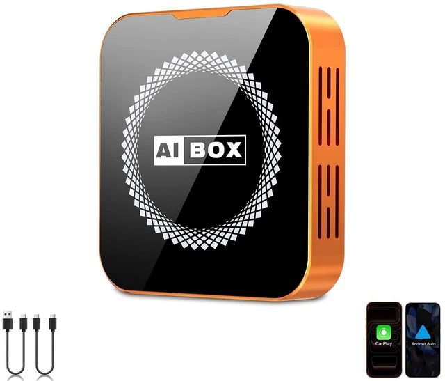 Main image of NS.ZHANHUN CarPlay AI Box, 2 in 1 Wireless CarPlay & Android Auto Adapter, Car Streaming Media Box with Independent Android System & Gradient Ambient Light for Factory Wired CarPlay Vehicles