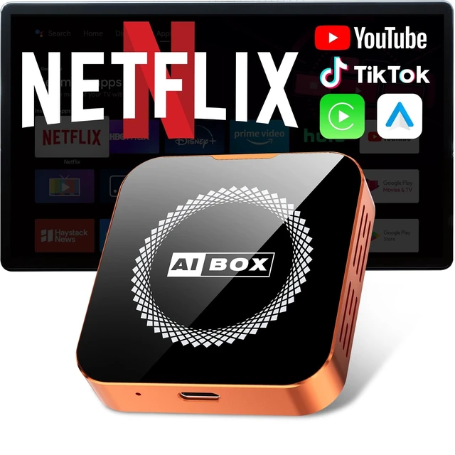 Alt view image 2 of 5 - NS.ZHANHUN CarPlay AI Box, 2 in 1 Wireless CarPlay & Android Auto Adapter, Car Streaming Media Box with Independent Android System & Gradient Ambient Light for Factory Wired CarPlay Vehicles