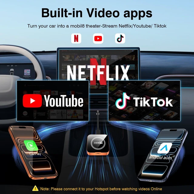 Alt view image 3 of 5 - NS.ZHANHUN CarPlay AI Box, 2 in 1 Wireless CarPlay & Android Auto Adapter, Car Streaming Media Box with Independent Android System & Gradient Ambient Light for Factory Wired CarPlay Vehicles