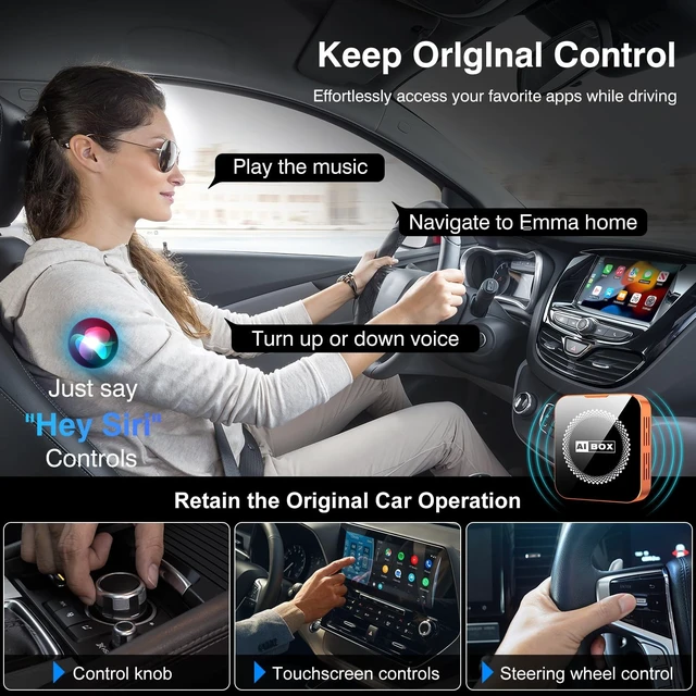 Alt view image 5 of 5 - NS.ZHANHUN CarPlay AI Box, 2 in 1 Wireless CarPlay & Android Auto Adapter, Car Streaming Media Box with Independent Android System & Gradient Ambient Light for Factory Wired CarPlay Vehicles
