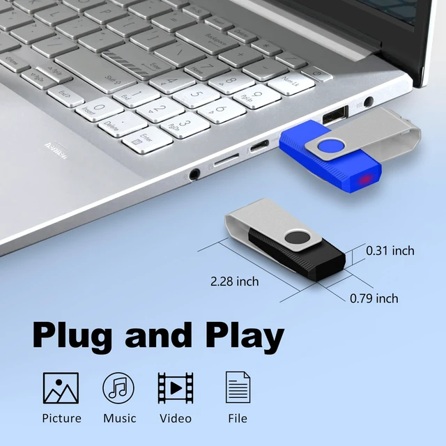 Alt view image 5 of 5 - (Not128GB) 128MB USB Flash Drive 20 Pack TEWENE Bulk USB Thumb Drives Black