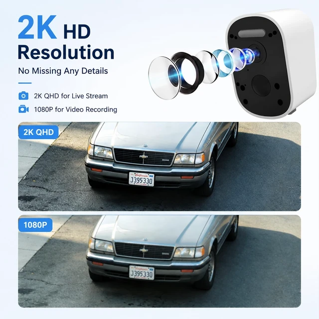Alt view image 4 of 5 - VTimes 2K Solar Security Camera Outdoor, 2-Way Audio, PIR Night Vision