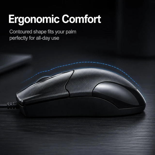 Alt view image 3 of 5 - Mofkirg 5 Pack Wired USB Computer Mouse, Ergonomic, 1200 DPI Optical