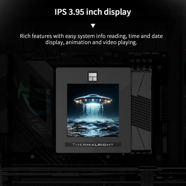Alt view image 3 of 5 - Thermalright TR Phantom Spirit 120 Vision EVO CPU Cooler with 3.95-in 480x480 Resolution Display LCD Screen, PC Cooling for LGA1700/1851/1150/1151,AM4/AM5,High Performance Radiator-Black