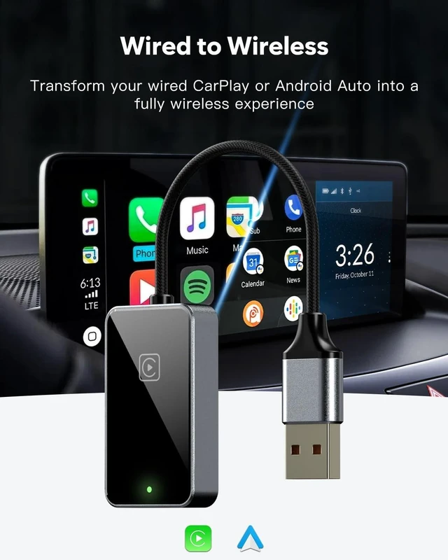 Alt view image 2 of 5 - 2025 Upgraded Wireless carplay Adapter for iPhone, for Apple carplay Wireless Adapter, Plug & Play, for iPhone iOS 10+/ for Android 11+