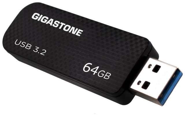 Main image of GIGASTONE 64GB USB 3.2 Flash Drive, 80MB/s High-Speed Data Transfer, Carbon Fiber Design, Retractable