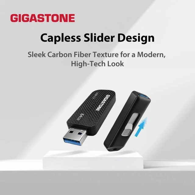 Alt view image 5 of 5 - GIGASTONE 64GB USB 3.2 Flash Drive, 80MB/s High-Speed Data Transfer, Carbon Fiber Design, Retractable
