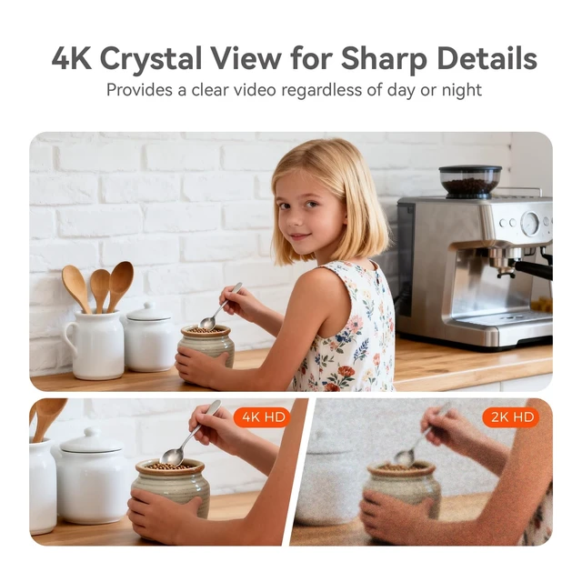 Alt view image 2 of 5 - xpai 4K UHD Indoor Camera, 128G Built-in Storage No Subscription,Pet Camera Indoor with Phone App,Work as Baby Monitor/Cat/Dog Camera,360Pan&Tilt,Two-Way Talk,Privacy Mode,AI Tracking/Detection