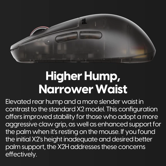 Alt view image 5 of 5 - Pulsar Gaming Gears - Super Clear Limited Edition: X2H Mini Wireless Gaming Mouse, Symmetrical, Ultra Lightweight 1.83 oz (52g), PAW3395 26k DPI, Optical Switch (Mini, Clear Black)