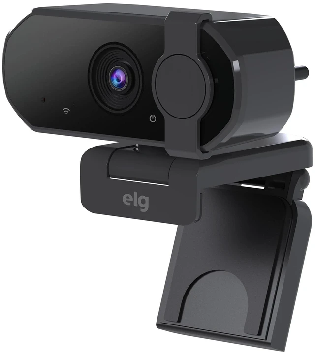 Main image of ELG Full HD 1080p Webcam with Microphone & Privacy Cover, Autofocus, Noise-Cancelling Mic, 360 Rotation, USB Web Camera for PC/Mac/Laptop, Zoom/Teams/Skype, USB-C Adapter Included, Black