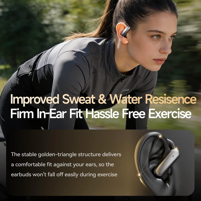 Alt view image 2 of 5 - Open Ear Bluetooth Headphones, Magnetic Swap Battery, 60H Playtime(Black)