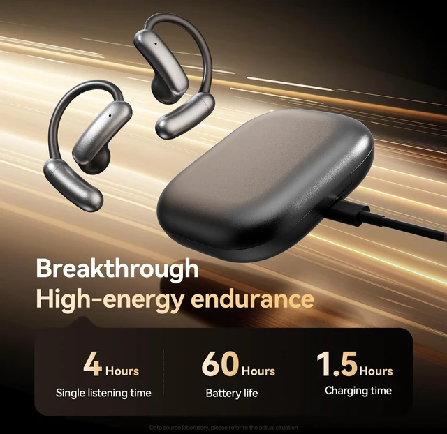Alt view image 4 of 5 - Open Ear Bluetooth Headphones, Magnetic Swap Battery, 60H Playtime(Black)