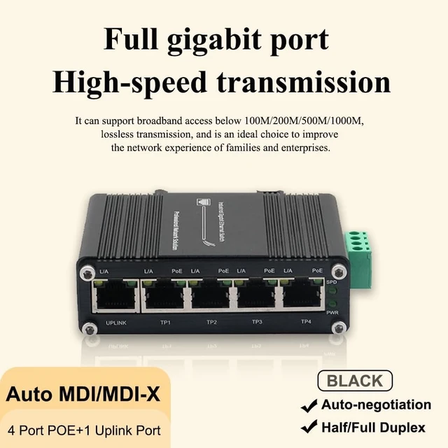 Alt view image 3 of 5 - xoxnikior Industrial 5-Port PoE+ Gigabit Switch 12-48VDC 120W ,Unmanaged