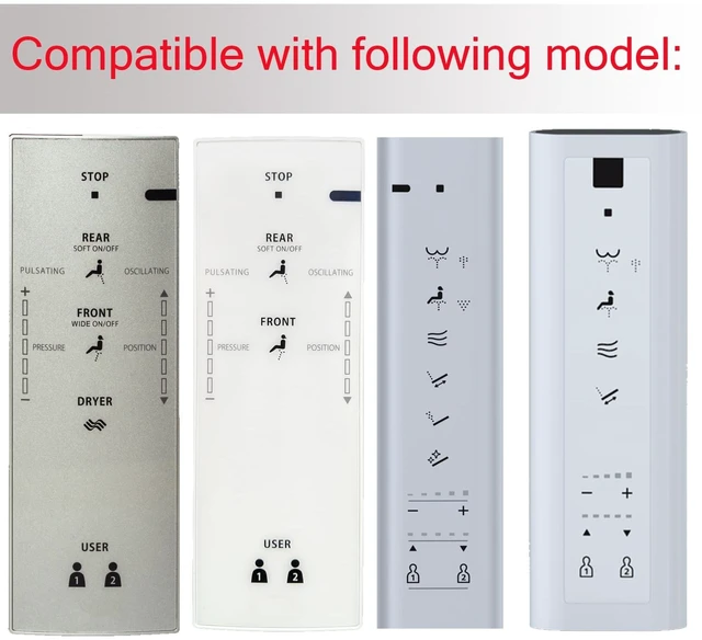 Alt view image 2 of 5 - Replacement Remote Control for TOTO Washlet Toilets and Bidets RX SX TCF894CG CW542EY TCF896CG CW522EY TCF895CG TCF894CG TCF34120GGB MW6463046CUMFG(A) TCF34270GEU TCF34170GEU TCF34120GEU