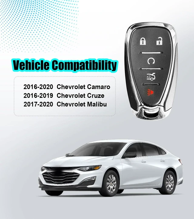 Alt view image 2 of 5 - Remote2program Smart Proximity Keyless Entry Remote Control Self Programmable Car Key Fob Replacement for Chevrolet Camaro Cruze Malibu 2016-2019 with FCC: HYQ4EA (1pcs self Programming Remote)