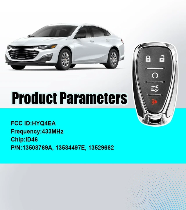 Alt view image 3 of 5 - Remote2program Smart Proximity Keyless Entry Remote Control Self Programmable Car Key Fob Replacement for Chevrolet Camaro Cruze Malibu 2016-2019 with FCC: HYQ4EA (1pcs self Programming Remote)