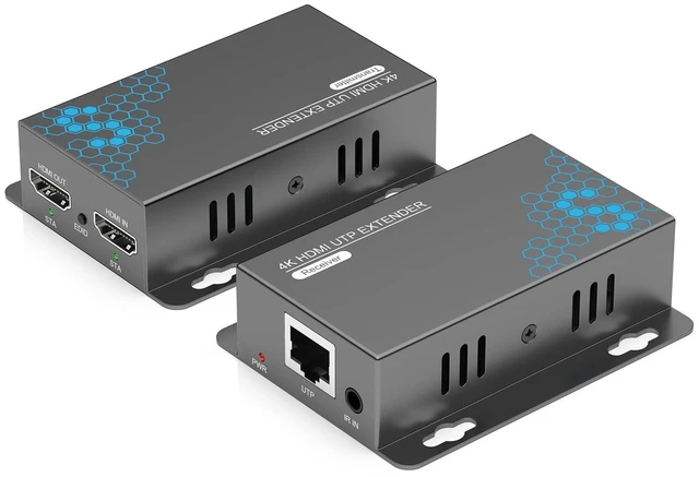 Main image of KVZOO 4K HDMI Extender over Ethernet CAT5 CAT6 CAT7 up to 230FT, IR, Loop Out, POC, EDID, 4K@30Hz for Home Theater, Office, Church, Classroom & Outdoor Screen, Transmitter Receiver with Mounting Holes