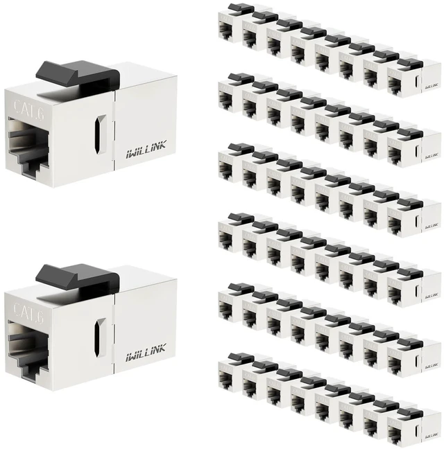 Main image of iwillink Cat6 Keystone Coupler RJ45 Shielded Ethernet Coupler 50-Pack