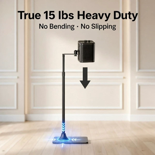 Alt view image 3 of 5 - MODEGAO Projector Floor Stand for Bedroom & Living Room, 36-48 inch Adjustable Height Projector Mount with 1/4" Screw, 15lbs Stable Heavy Base, No Wobble Universal Metal Stand for Home Theater