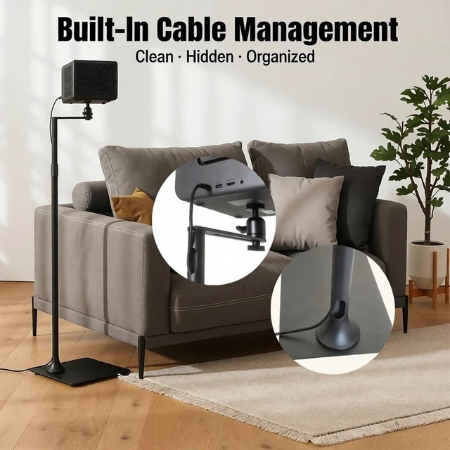 Alt view image 4 of 5 - MODEGAO Projector Floor Stand for Bedroom & Living Room, 36-48 inch Adjustable Height Projector Mount with 1/4" Screw, 15lbs Stable Heavy Base, No Wobble Universal Metal Stand for Home Theater
