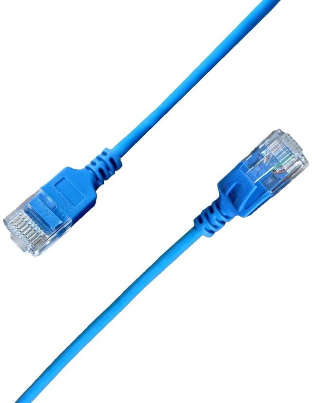 Main image of Elfcam - 30m/98.4ft Ultra Slim Cat 6A Ethernet Cable 10Gbps 32AWG UTP OD2.8mm 500MHz, 10Gb Thin RJ45 Cat 6A Patch Cord for LAN, Router, Modem, Xbox, Laptop and Servers, Blue, 30 Meters